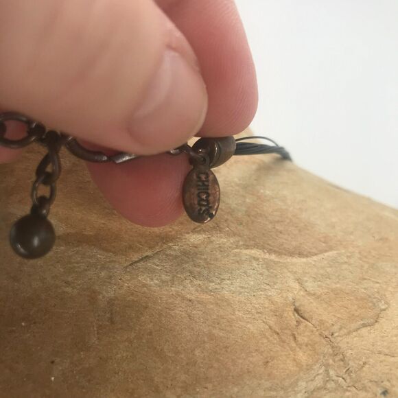 Chicos Necklace Medallion Pendant Necklace Black Bronze 10" Adjustable Clasp - Picture 6 of 8